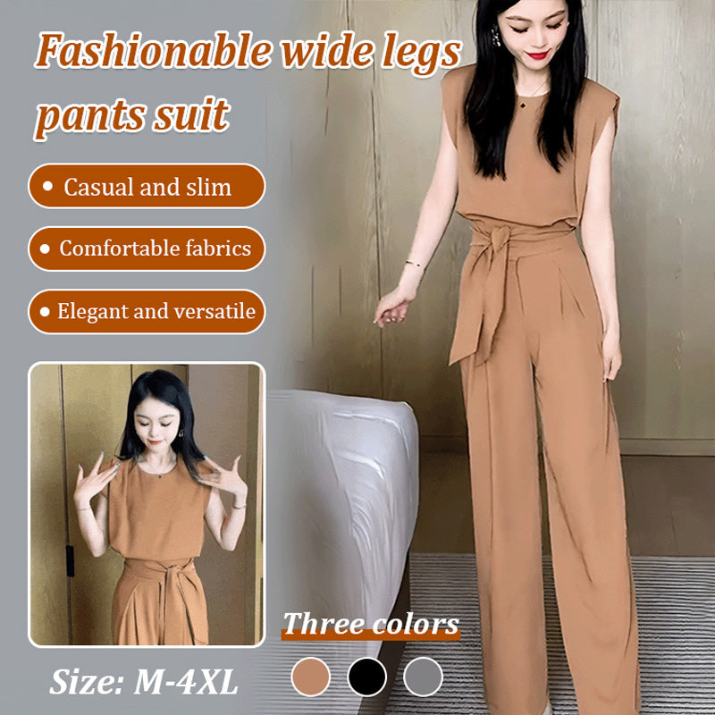Fashion Sleeveless Wide-Legged Pants Set(Great Sale⛄BUY 2 Get 10% OFF + FREE SHIPPING)