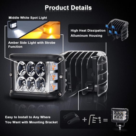Car Dual Sides LED Dual Color Light🚗✨Great Sale⛄BUY 2 Get 10% OFF