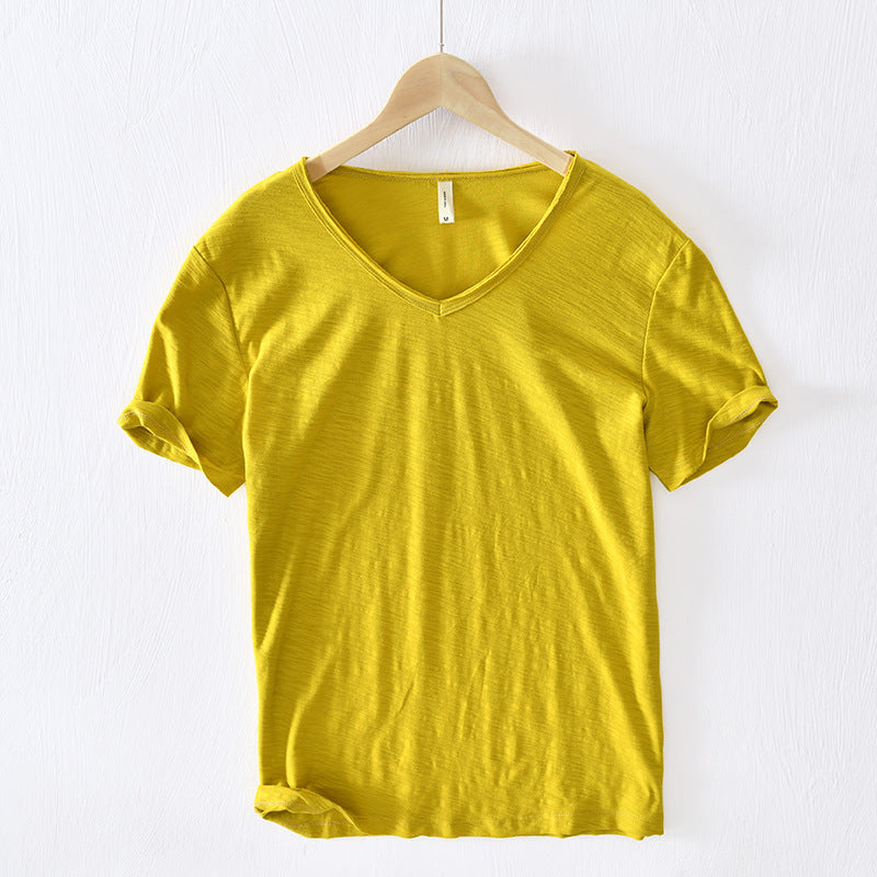 Men Cotton V-Neck Short Sleeve Soft T-Shirts