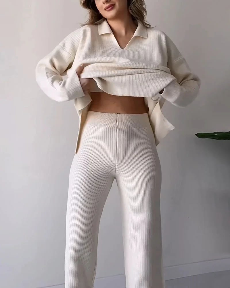 LAST DAY 49% OFF🔥V-neck casual slit knitted two-piece set