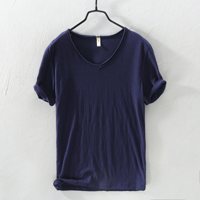 Men Cotton V-Neck Short Sleeve Soft T-Shirts