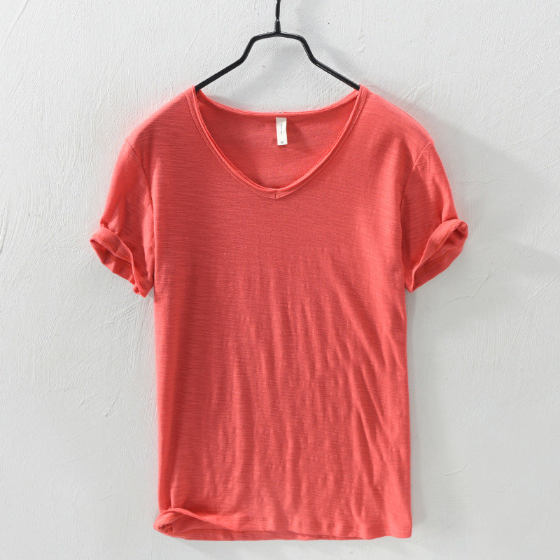 Men Cotton V-Neck Short Sleeve Soft T-Shirts