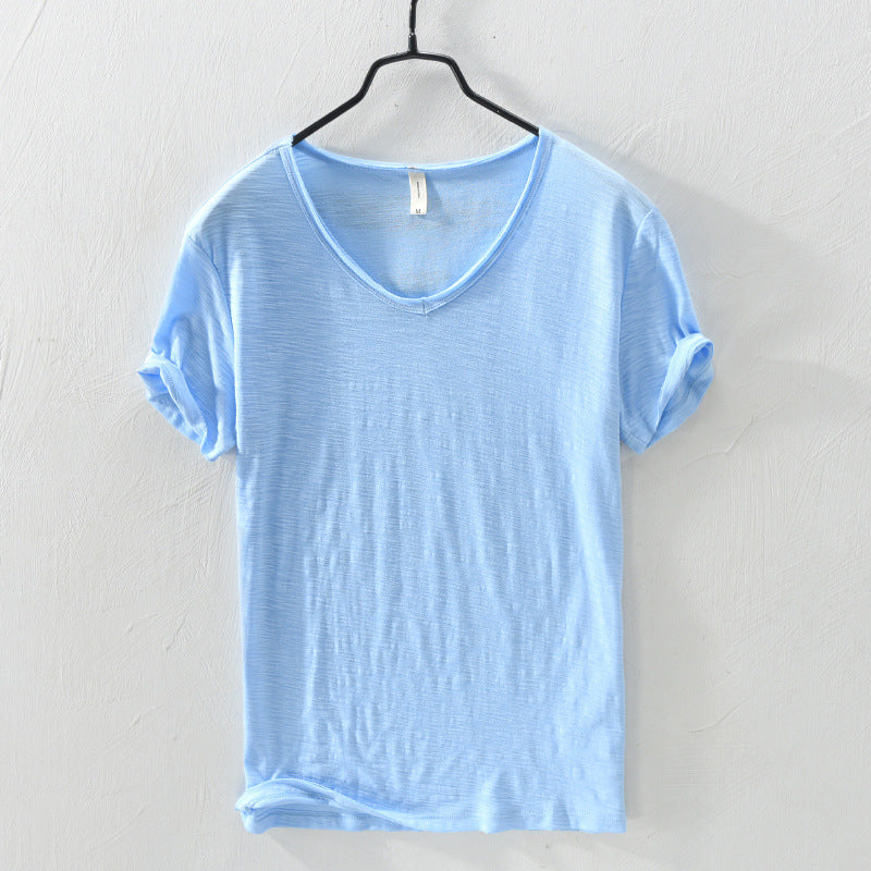 Men Cotton V-Neck Short Sleeve Soft T-Shirts