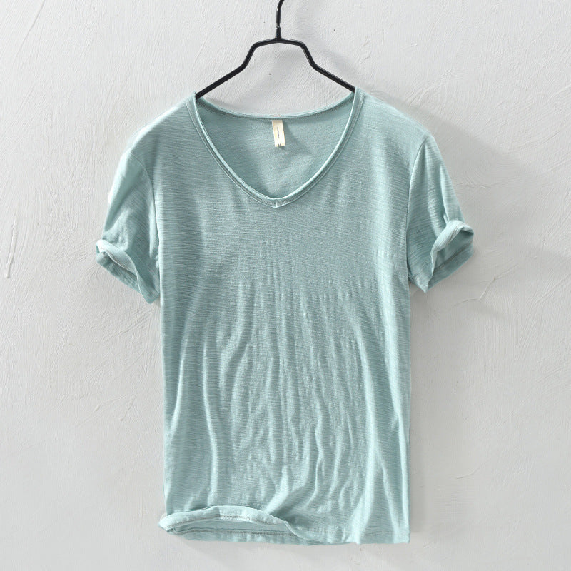 Men Cotton V-Neck Short Sleeve Soft T-Shirts