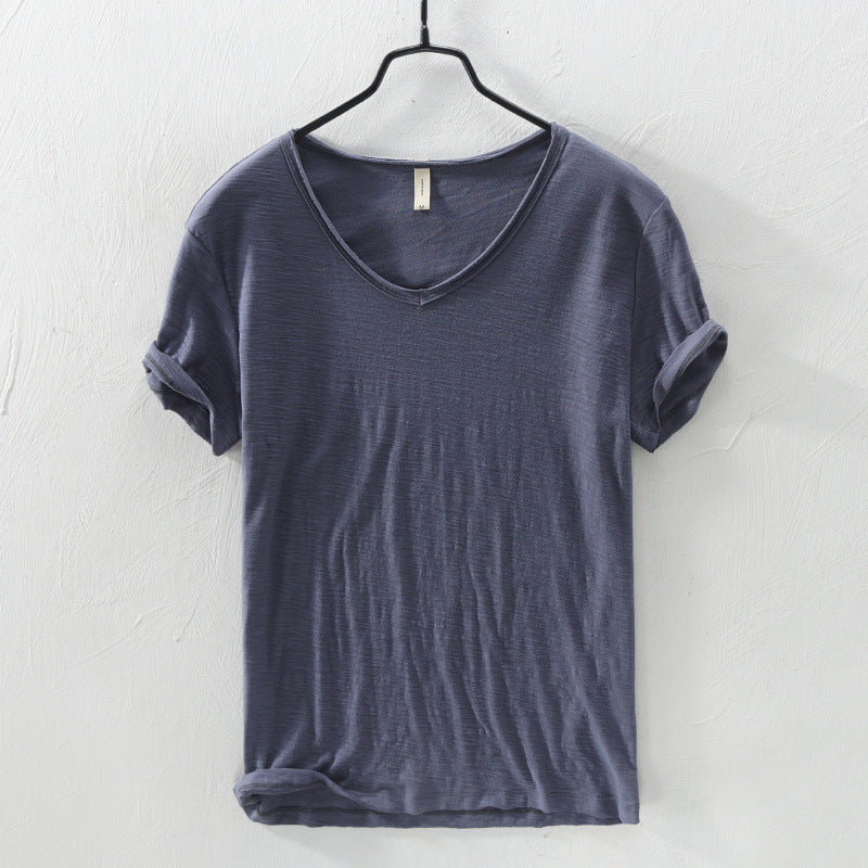 Men Cotton V-Neck Short Sleeve Soft T-Shirts