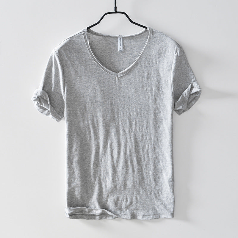 Men Cotton V-Neck Short Sleeve Soft T-Shirts