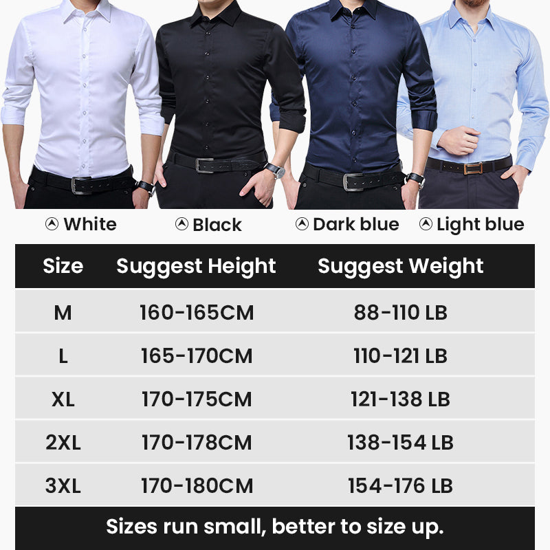 Men's Solid Long Sleeve Wrinkle-Free Formal Casual Shirt(50% OFF)