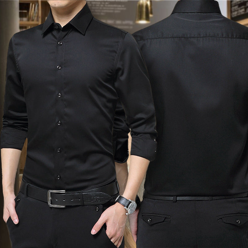 Men's Solid Long Sleeve Wrinkle-Free Formal Casual Shirt(50% OFF)