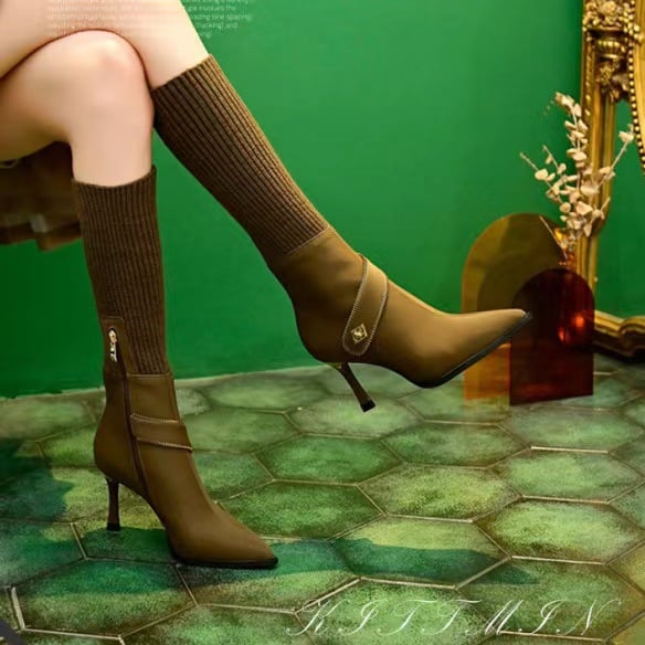 2023 winter new Korean temperament fine heel pointed female boots high-heeled fashion boots