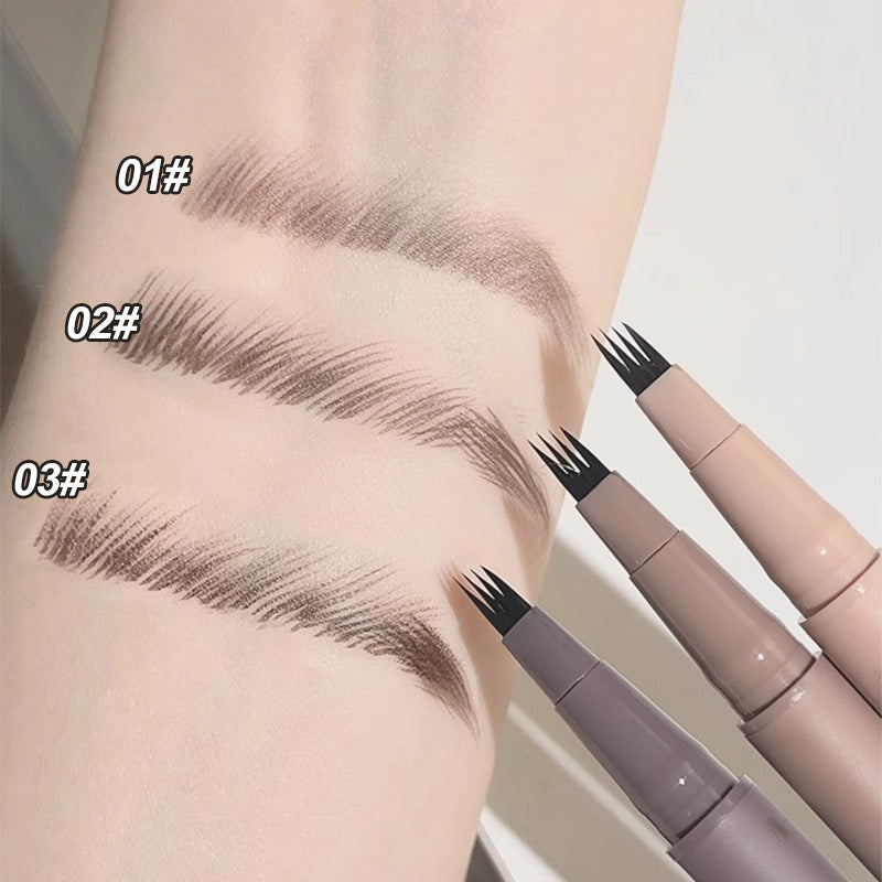 Waterproof, sweat-proof and non-smudging four-pronged eyebrow pencil