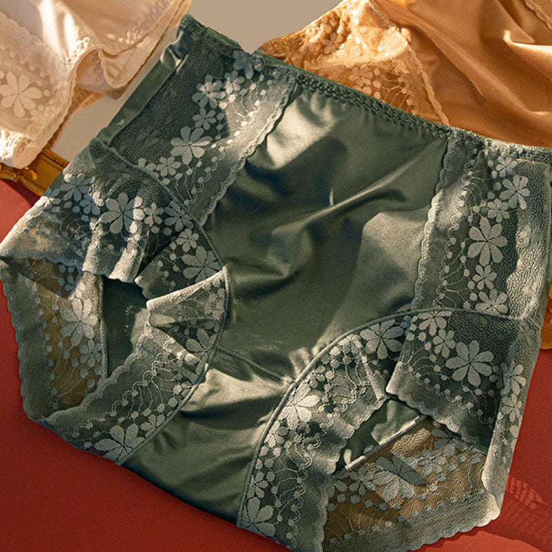 Women's High-Waisted Satin Lace Panties