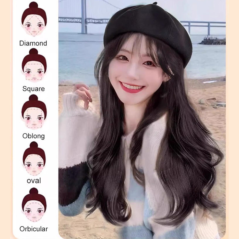Versatile Beret Wig Set with Long Curly Hair(Great Sale⛄BUY 2 Get 10% OFF + Freeshipping)