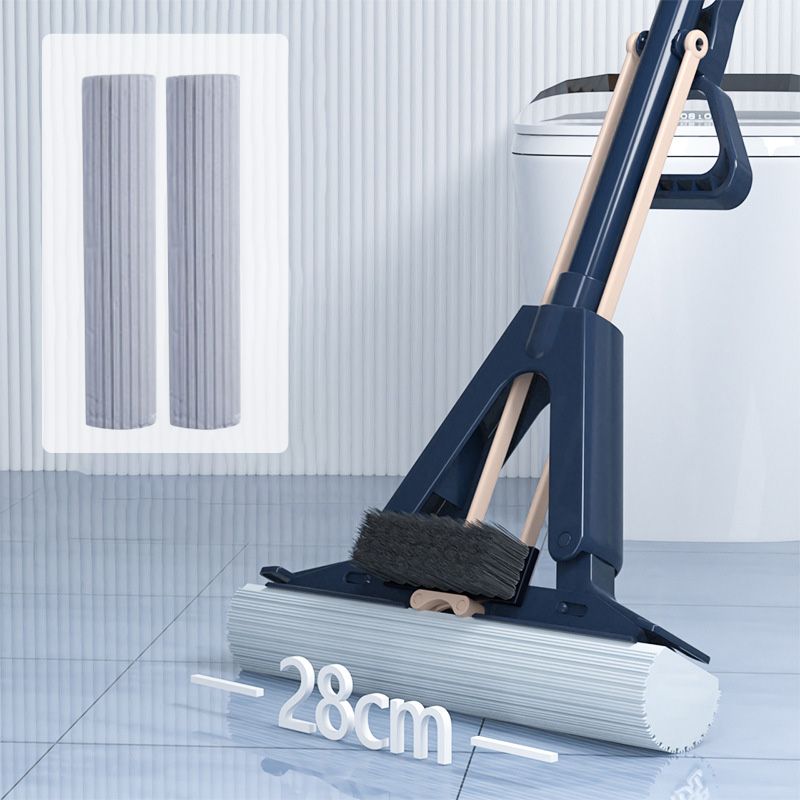 Absorbent Folding Squeeze Sponge Mop with Brush