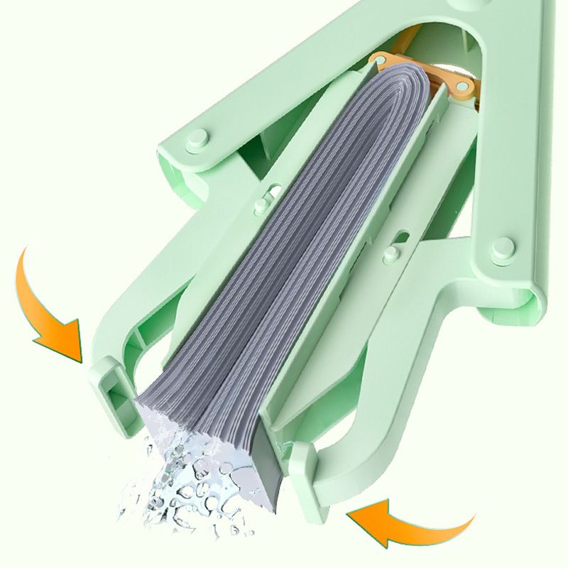 Absorbent Folding Squeeze Sponge Mop with Brush
