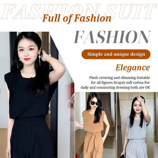 Fashion Sleeveless Wide-Legged Pants Set（Great Sale⛄BUY 2 Get 10% OFF + FREE SHIPPING)