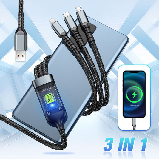 💥Limited Time 50% OFF🔥⚡Transparent Luminous 3-in-1 Super Fast Charging Cable