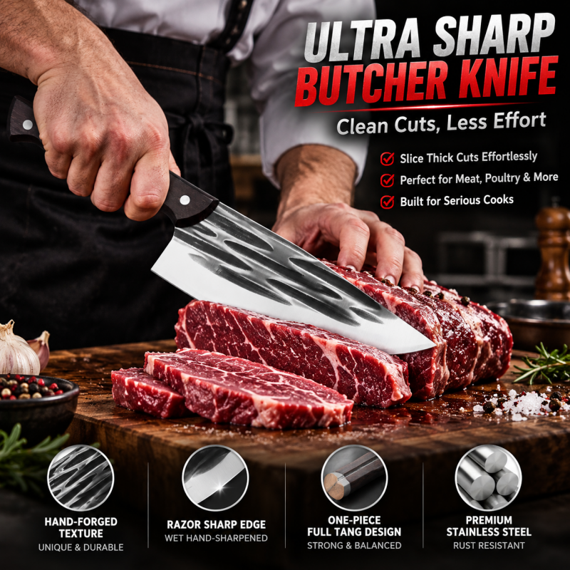 Ultra-Sharp Kitchen Butcher Knife