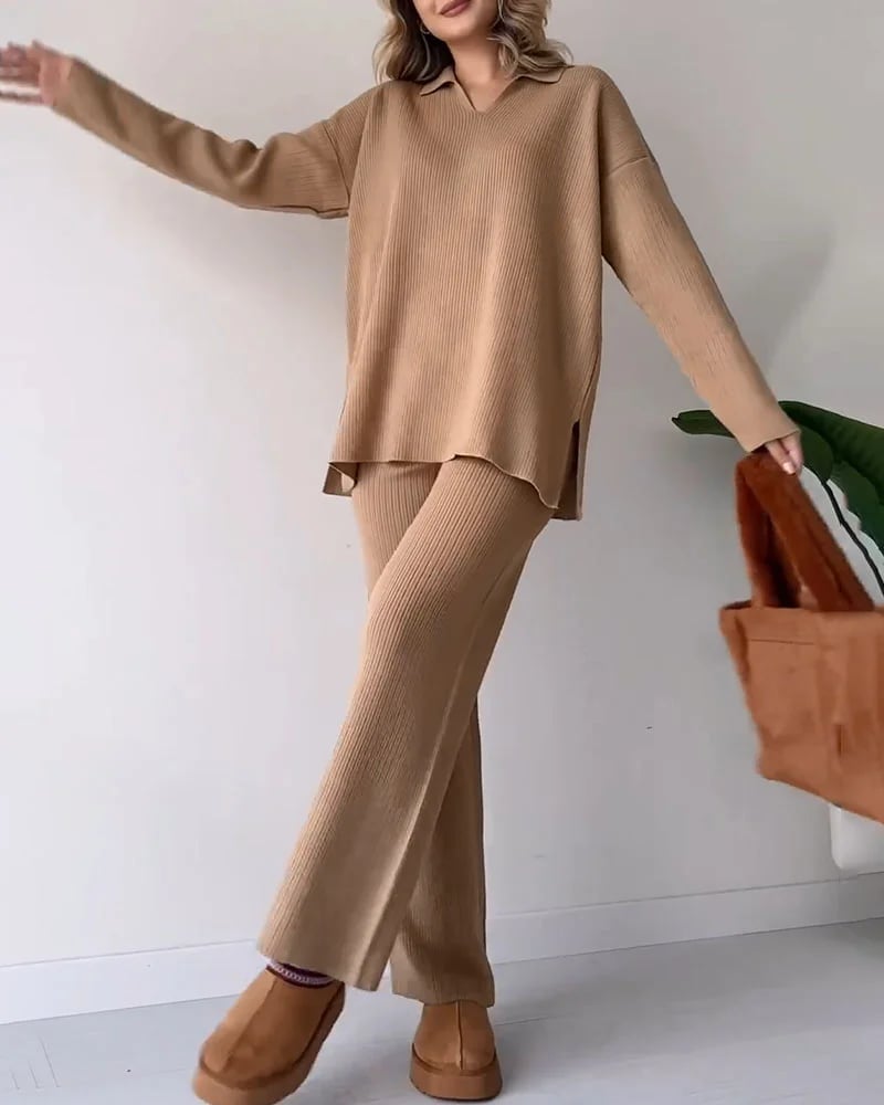 LAST DAY 49% OFF🔥V-neck casual slit knitted two-piece set
