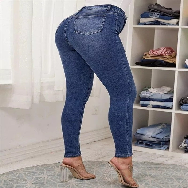 ✨Buy 2 Free Shipping✨Double Breasted High Waist Skinny Jeans-5