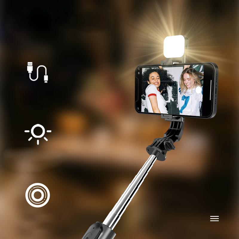 Bluetooth Selfie Stick Tripod with Telephone Stand and Beauty Fill-in Lighting