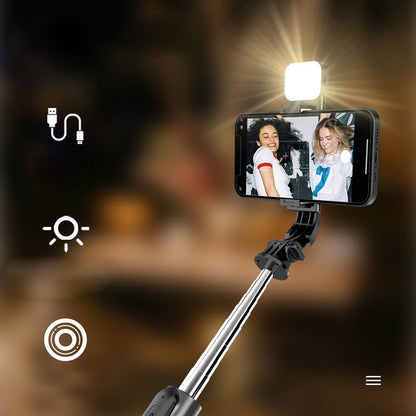 Bluetooth Selfie Stick Tripod with Telephone Stand and Beauty Fill-in Lighting