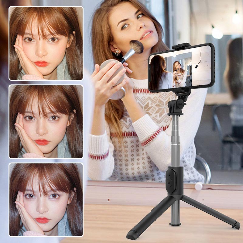 Bluetooth Selfie Stick Tripod with Telephone Stand and Beauty Fill-in Lighting