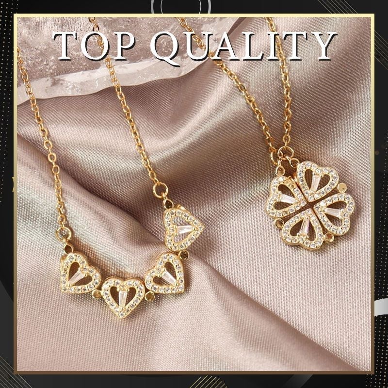 Lucky four-leaf clover & heart-shaped necklace