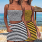 💥Textured Striped Suspender Top Short Skirt Set