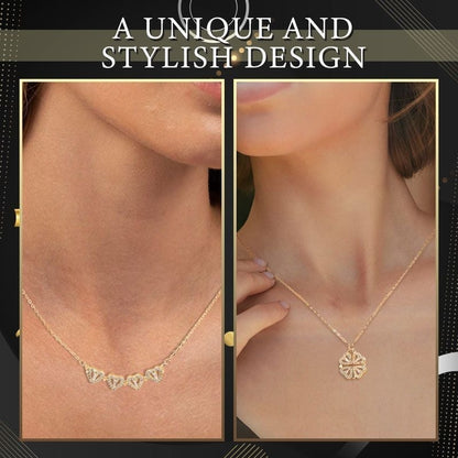 Lucky four-leaf clover & heart-shaped necklace