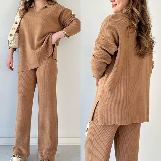 LAST DAY 49% OFF🔥V-neck casual slit knitted two-piece set