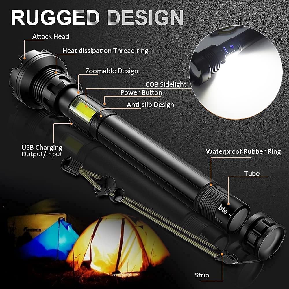 💥Limited Time Offer💥 LED Rechargeable Tactical Laser Flashlight 90000 High Lumens0