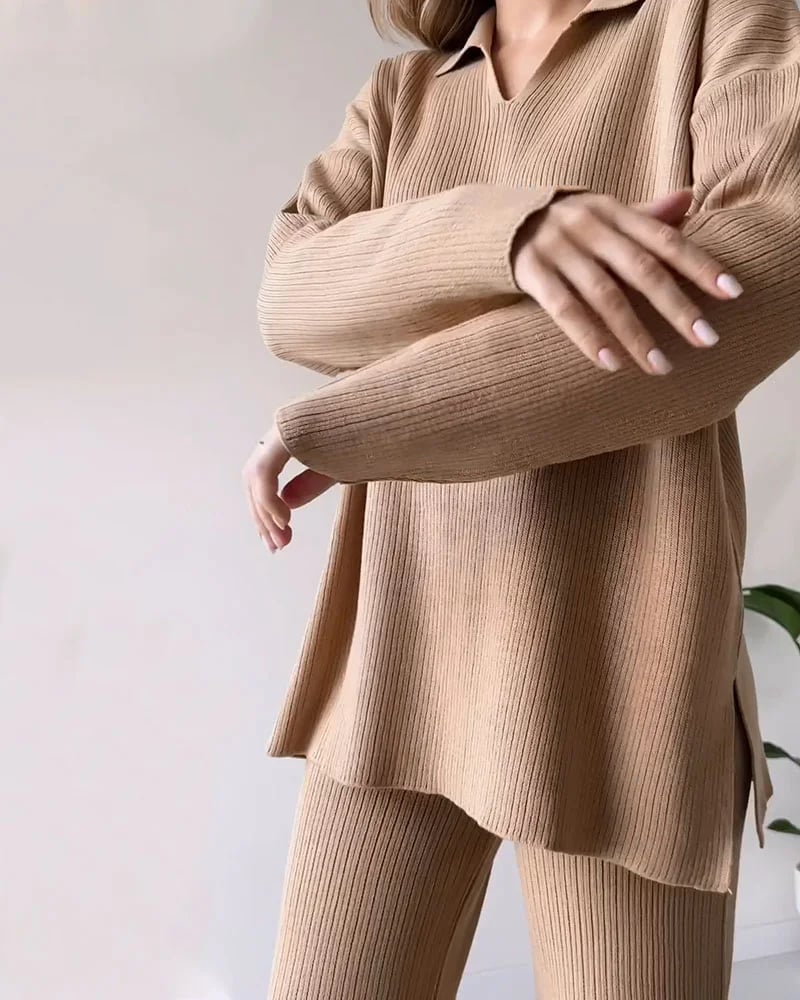 LAST DAY 49% OFF🔥V-neck casual slit knitted two-piece set