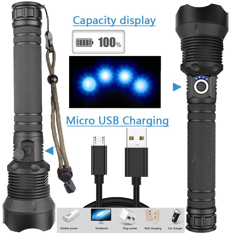 💥Limited Time Offer💥 LED Rechargeable Tactical Laser Flashlight 90000 High Lumens0