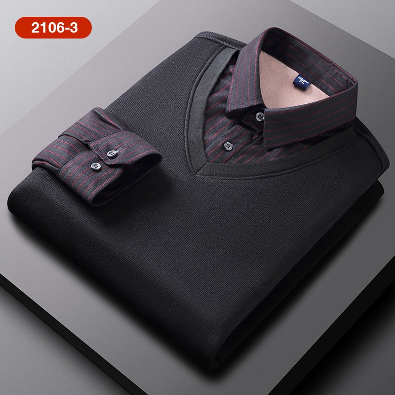🎄Christmas Sale 49% Off️👕Fake Two Pieces Knitted Pullover🔥