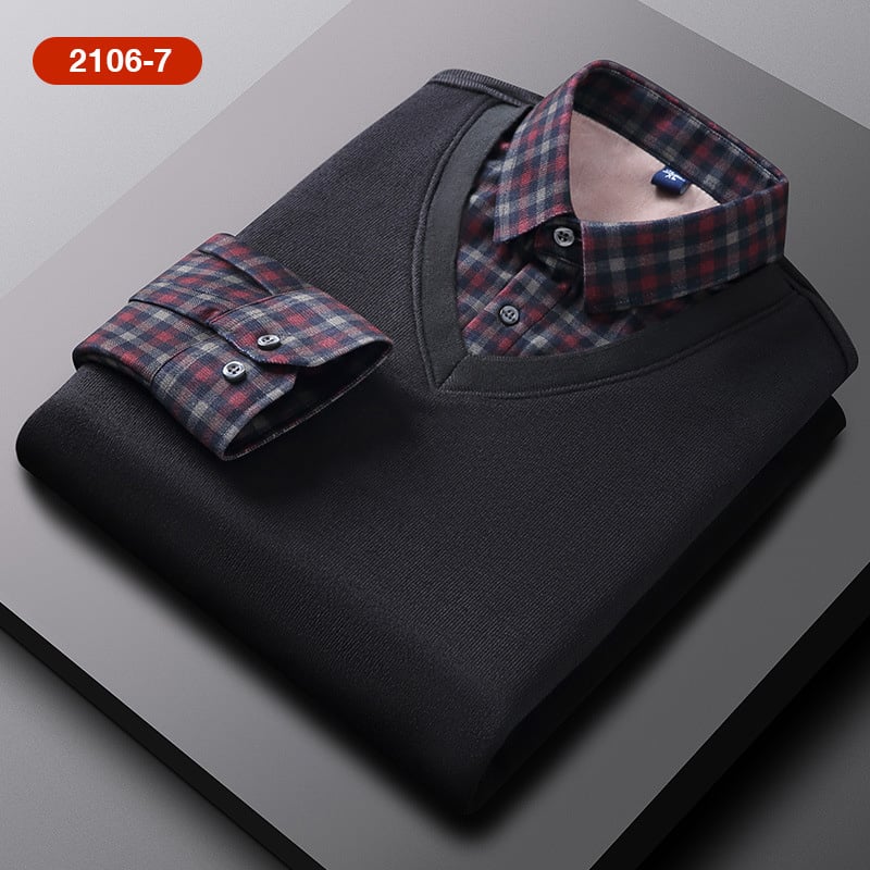 🎄Christmas Sale 49% Off️👕Fake Two Pieces Knitted Pullover🔥