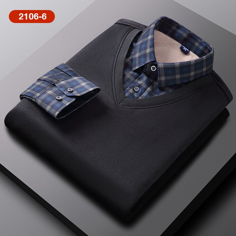 🎄Christmas Sale 49% Off️👕Fake Two Pieces Knitted Pullover🔥