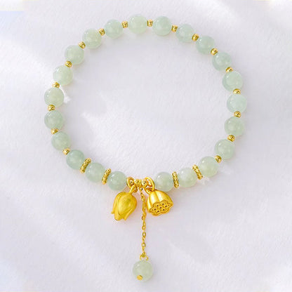 Lotus Flower Pendant Jade Bracelet