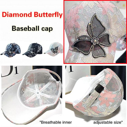 🔥Hot Sale 49% Off🔥Mesh Diamond Butterfly Baseball Cap-（Great Sale⛄BUY 2 Get 10% OFF+Free Shipping）
